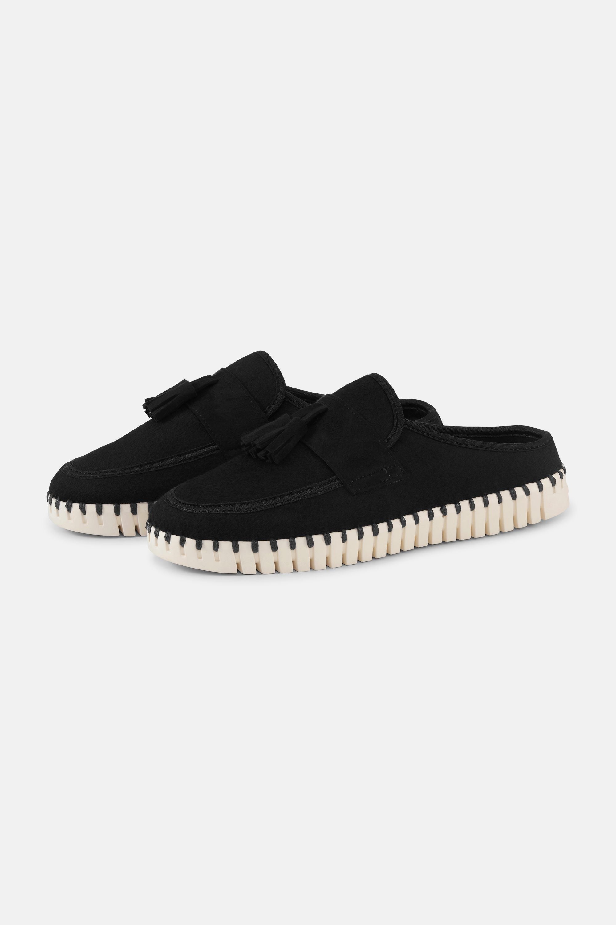 Tulip Wool Mule - Black Pearled Ivory
